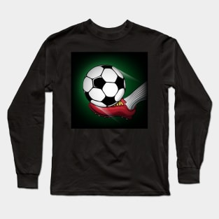 Football theme with shooting ball Long Sleeve T-Shirt